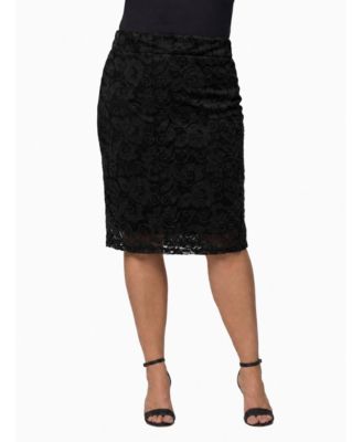 Plus Size Lace Pencil High-Waisted Skirt