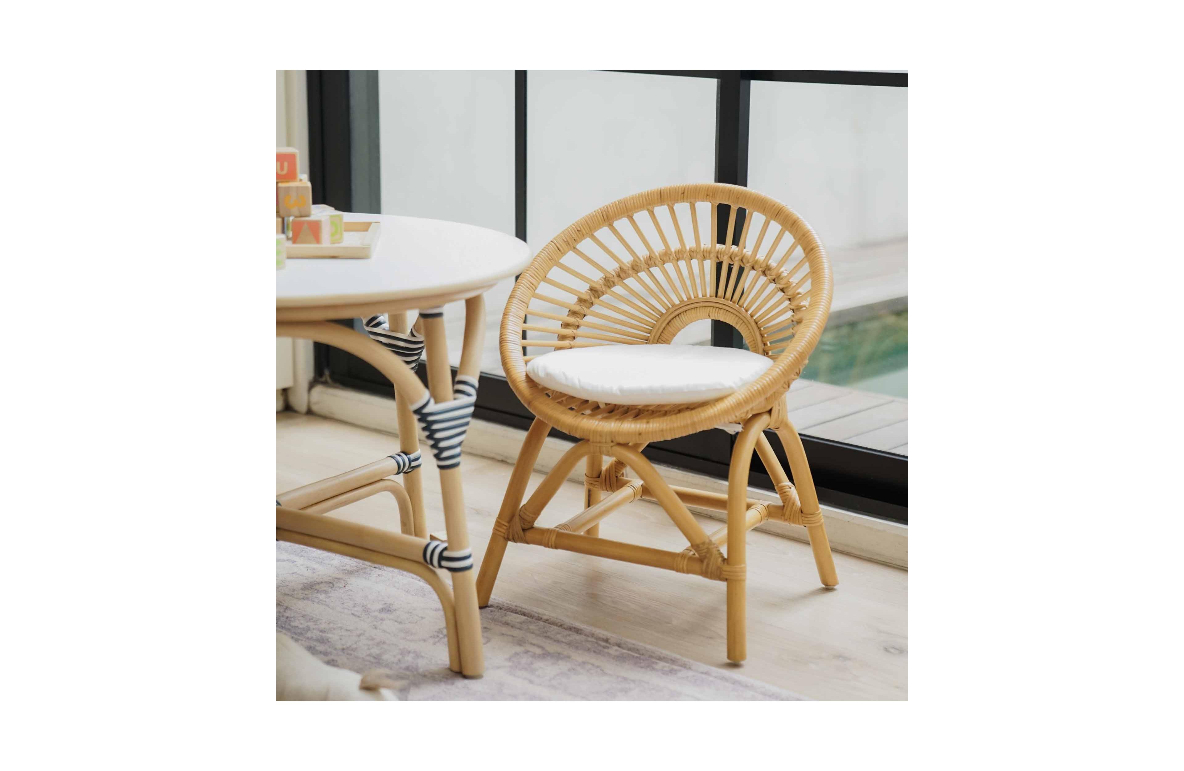 Momiji Maya Handcrafted Rattan Kids Chair with cushion