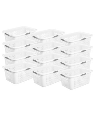 Laundry Basket, 2 Bushel Plastic Hamper with Handles, White, 12 Pack