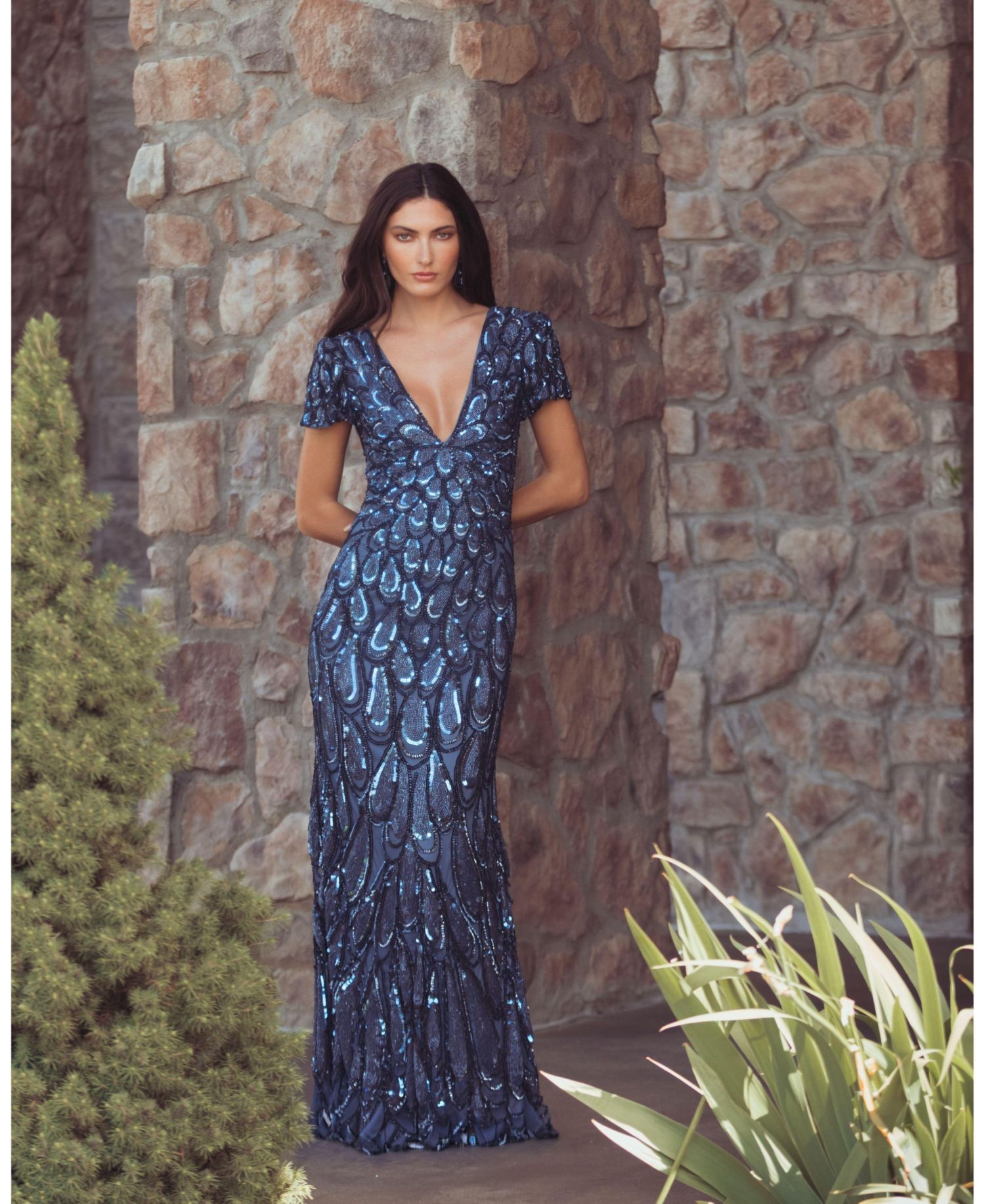 Women's Sequin V-Neck Gown