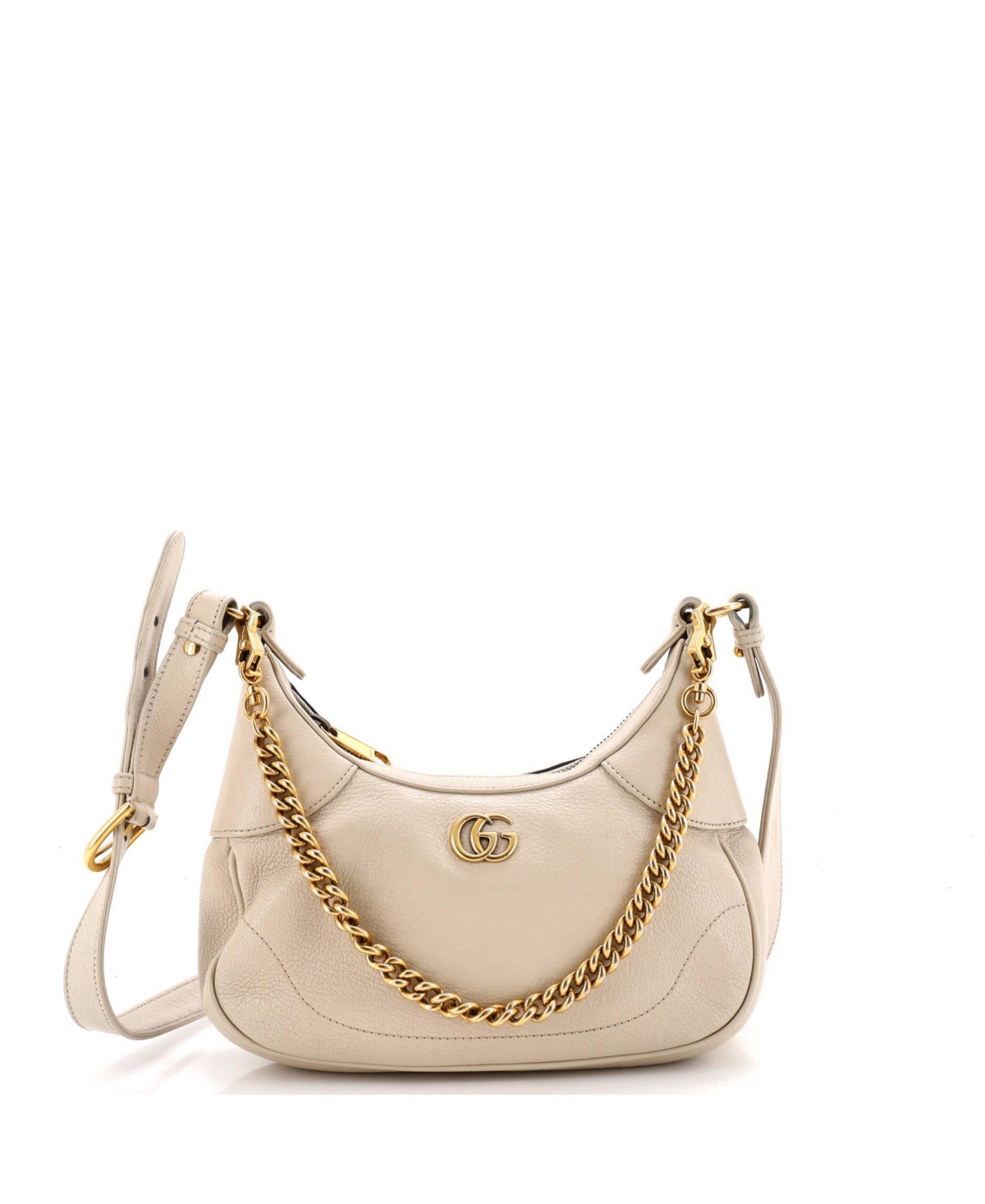 Pre-Owned Gucci Small Aphrodite Zip Shoulder Bag Leather - Natural