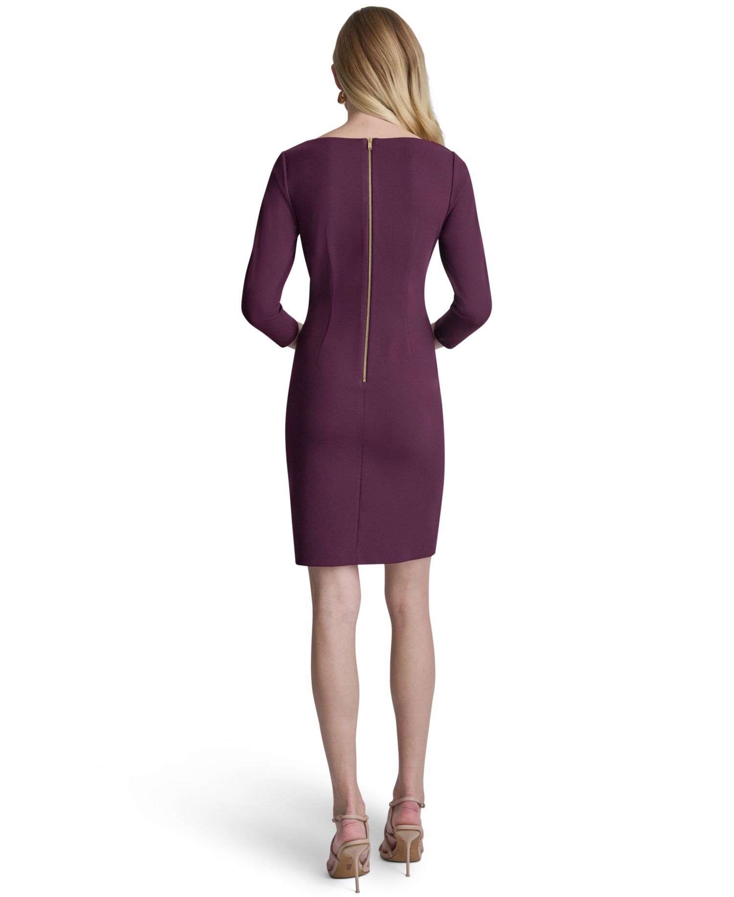 Women's Boat Neck Ruched Bodice Dress