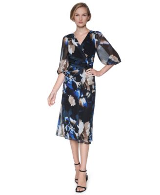 Women's Floral Chiffon Midi Dress