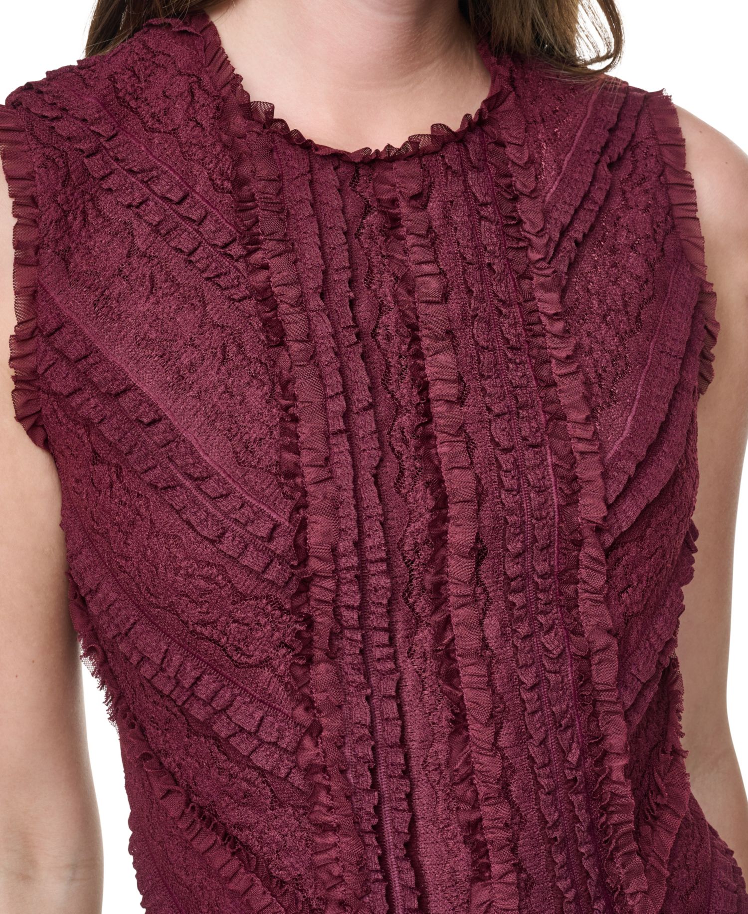 Women's Jewel Neck Ruffle Hem Fit-and-Flare Lace Dress