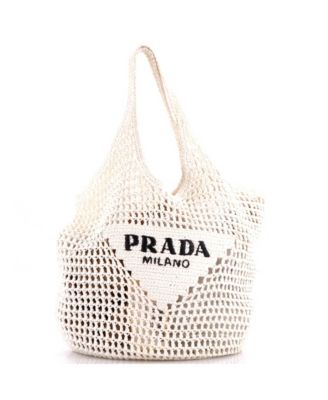 Small Triangle Logo Bucket Tote Raffia
