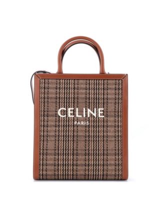 Small Vertical Cabas Tote Check Canvas and Leather
