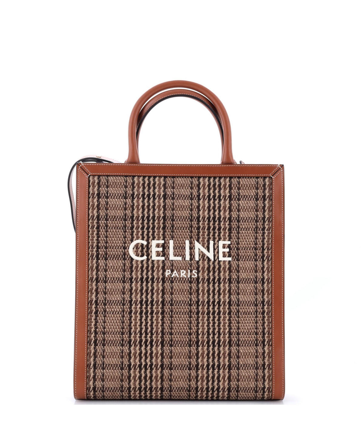 Pre-Owned Celine Small Vertical Cabas Tote Check Canvas and Leather