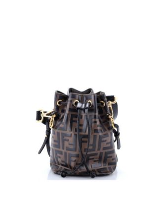 Mini Mon Tresor Bucket Bag Zucca Embossed Leather