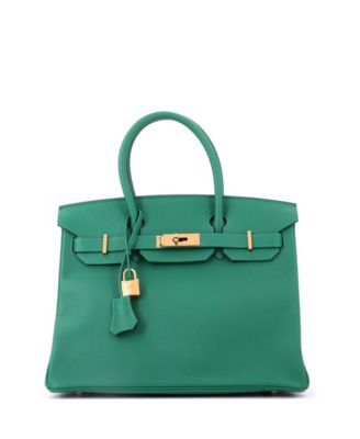Pre-Owned Hermes Birkin 30 Handbag Green Epsom with Gold Hardware
