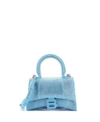 XS Hourglass Top Handle Bag Suede with Crystals