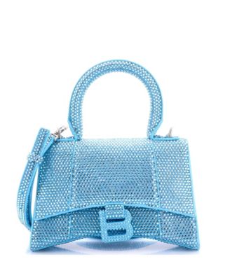 XS Hourglass Top Handle Bag Suede with Crystals