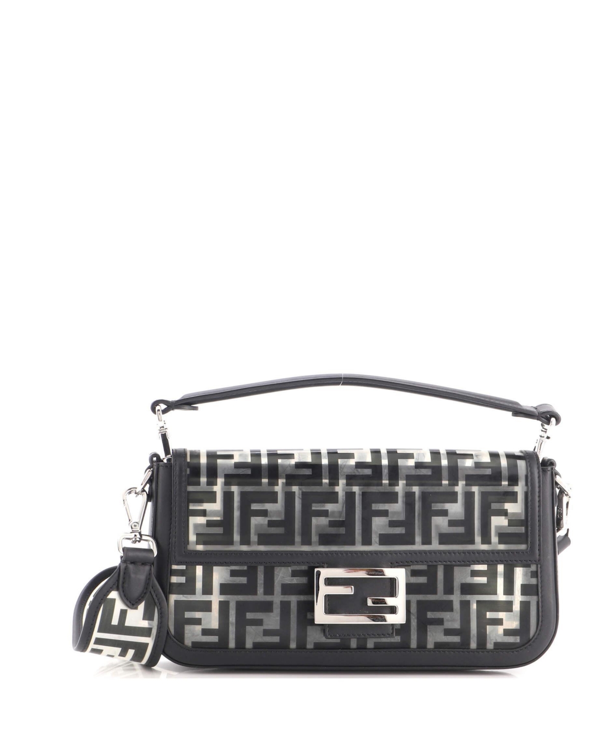 Pre-Owned Fendi Medium Baguette Nm Bag Zucca Pu