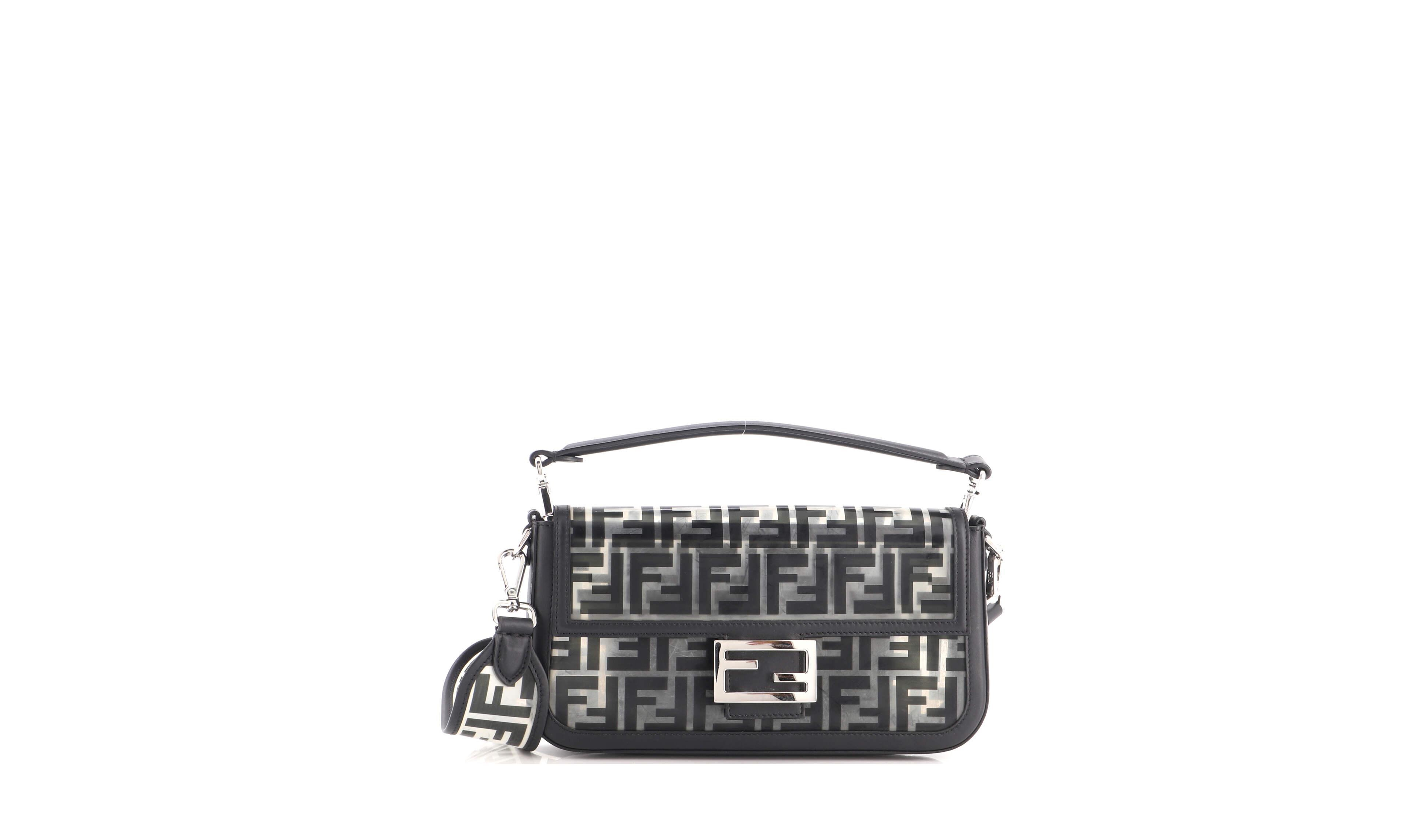 Pre-Owned Fendi Medium Baguette Nm Bag Zucca Pu