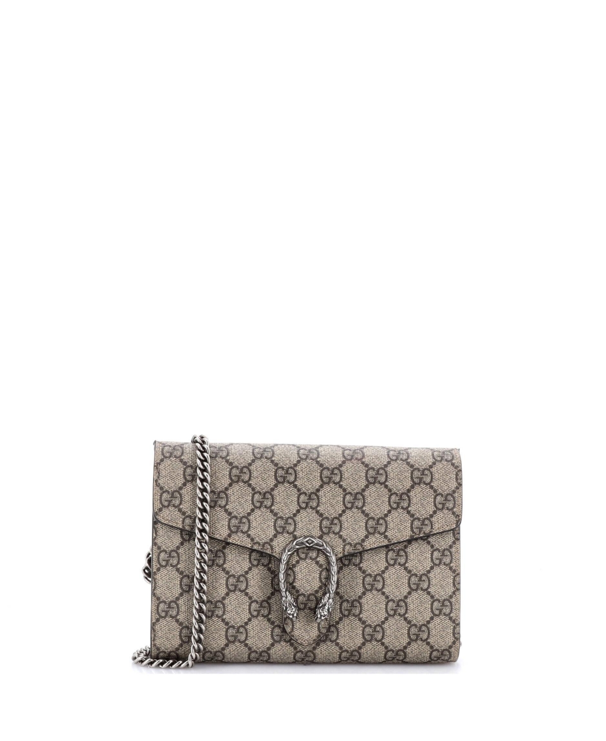 Pre-Owned Gucci Small Dionysus Chain Wallet Gg Coated Canvas - Brown