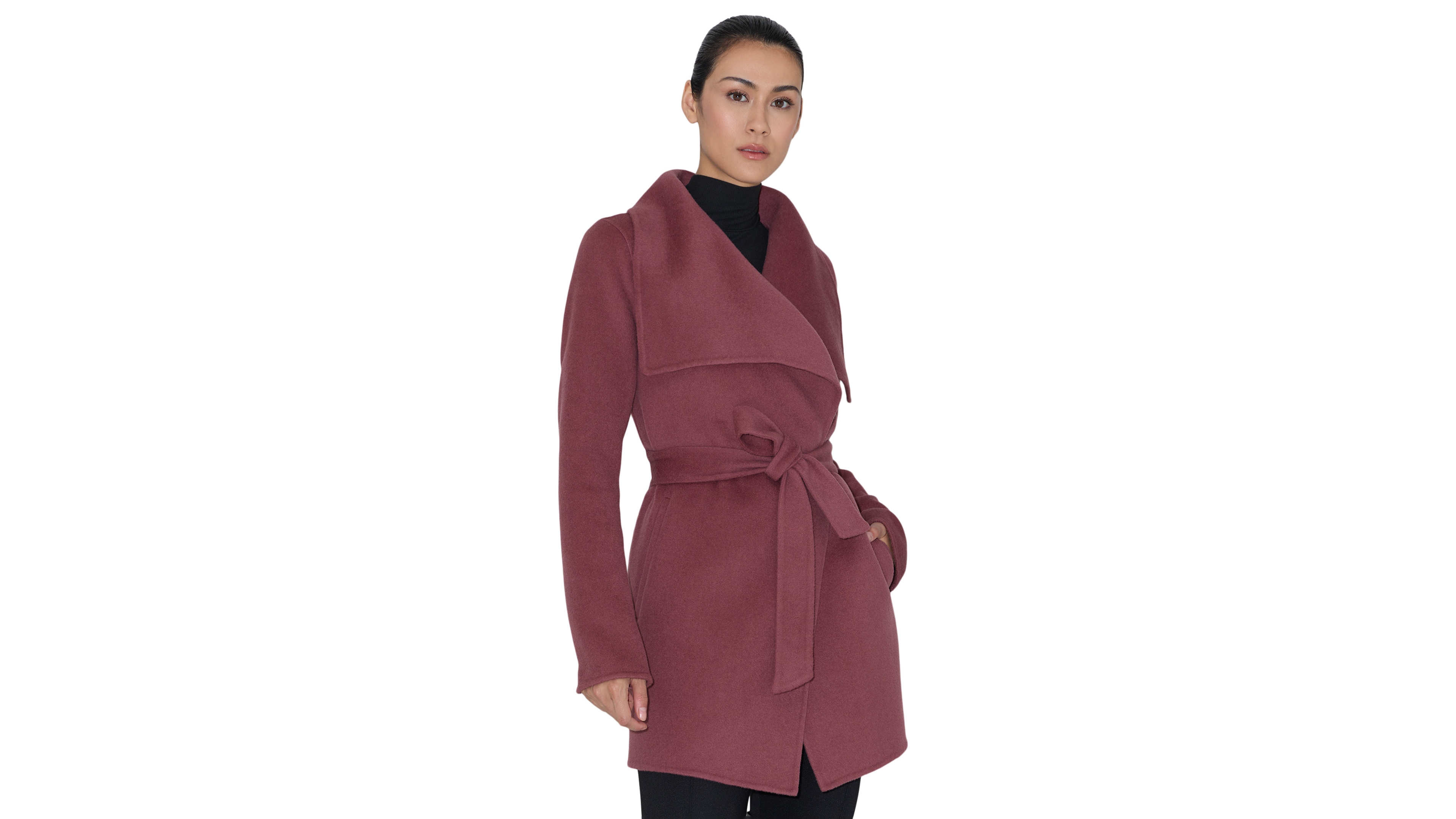 Soia & Kyo Women's Bridgette-z Wool-Blend Cascade Collar Tie-Belt Coat