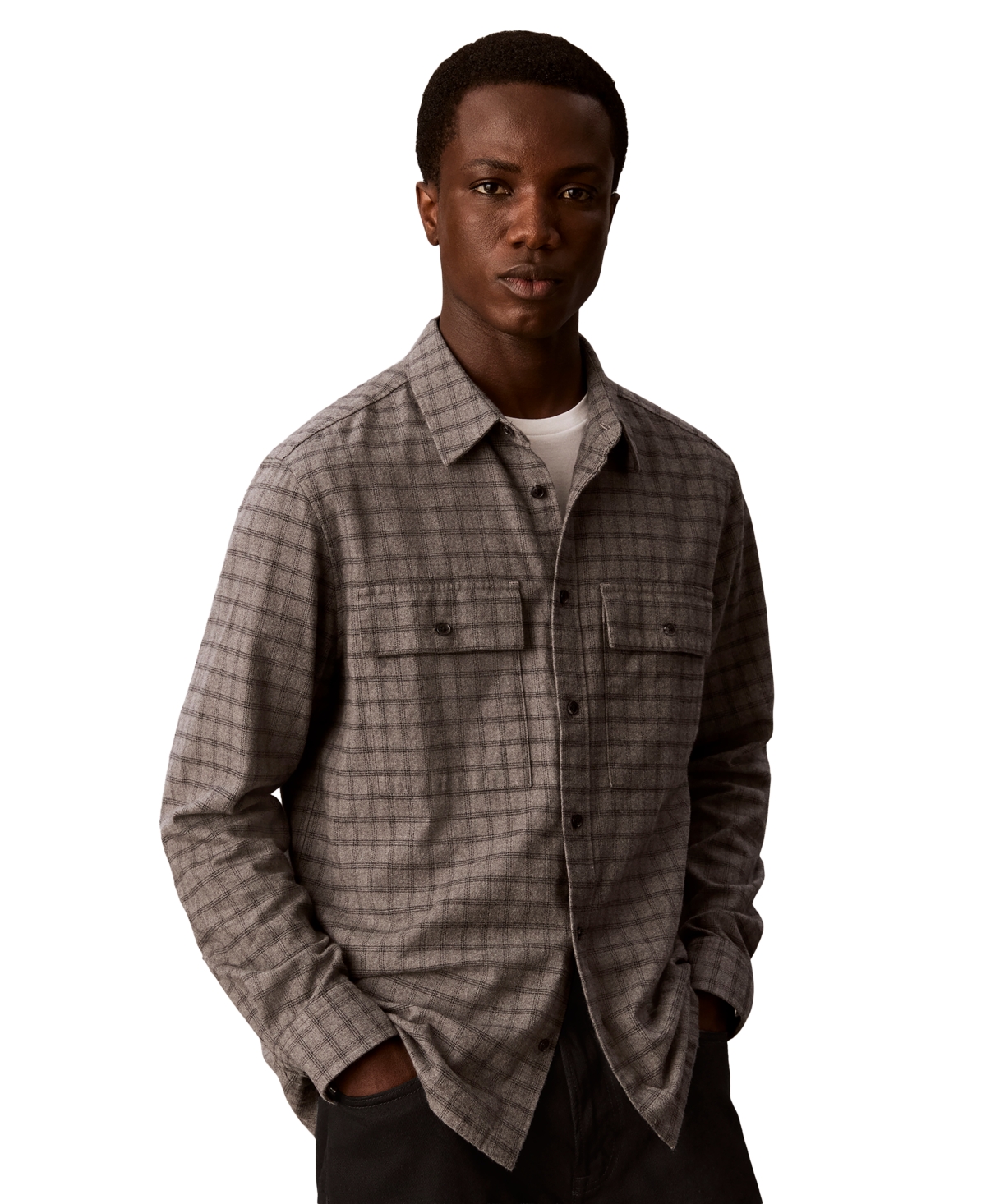 Calvin Klein Men's Check Flannel Classic-Fit Shirt