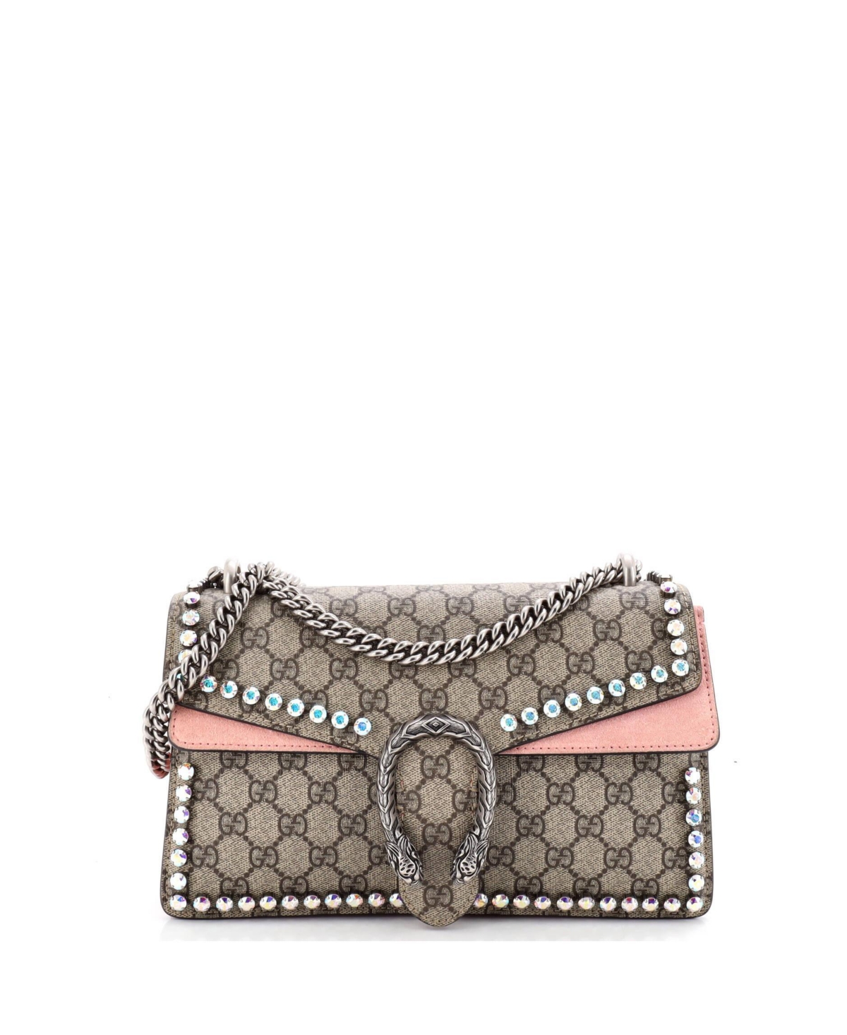 Pre-Owned Gucci Small Dionysus Bag Crystal Embellished Gg Coated Canvas - Brown