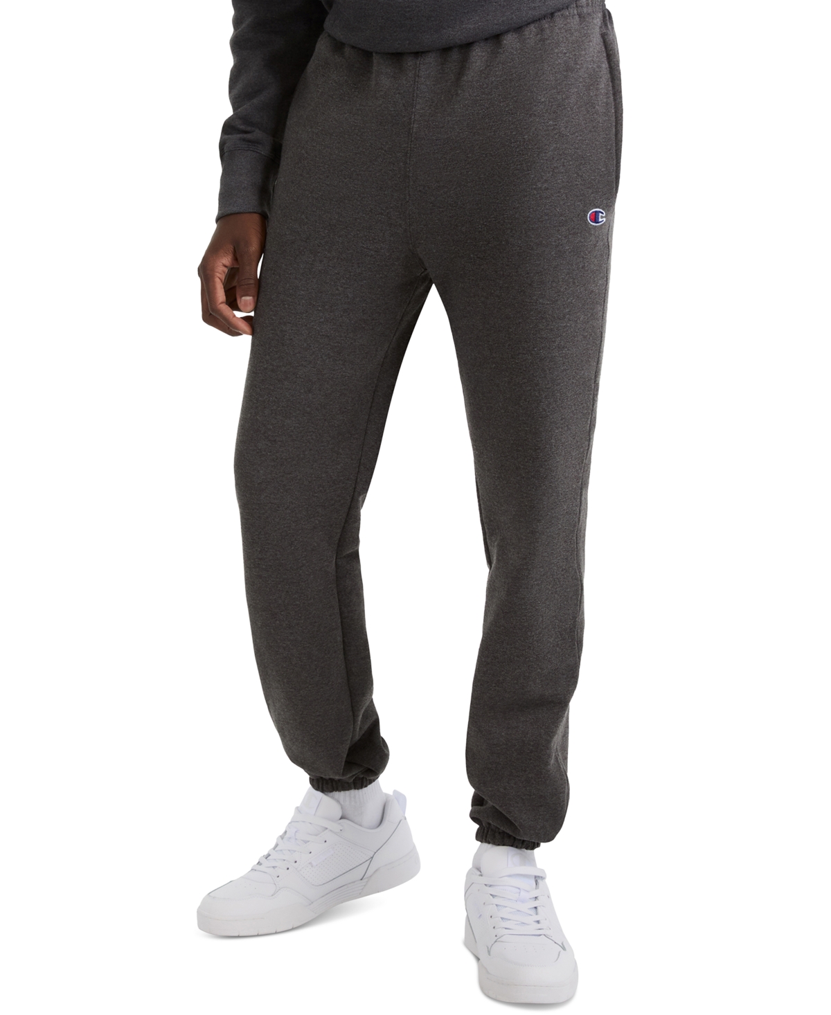 Champion Men's Powerblend Fleece Elastic-Waistband Cinched-Hem Sweatpants - Granite Heather