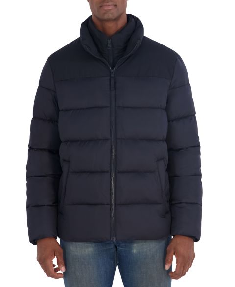 Мужская куртка Nautica Marshmallow Mid-Weight Stand-Collar Bib Puffer, цвет: Синий