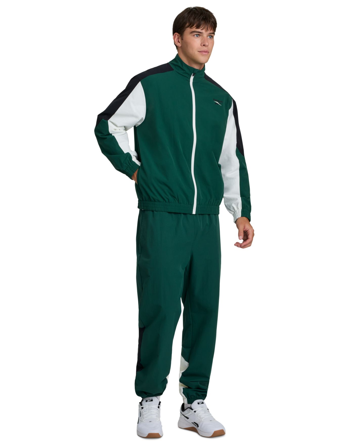 Мужская куртка Reebok Heritage Full-Zip Mock Neck Track, цвет: Зелёный — фото 3