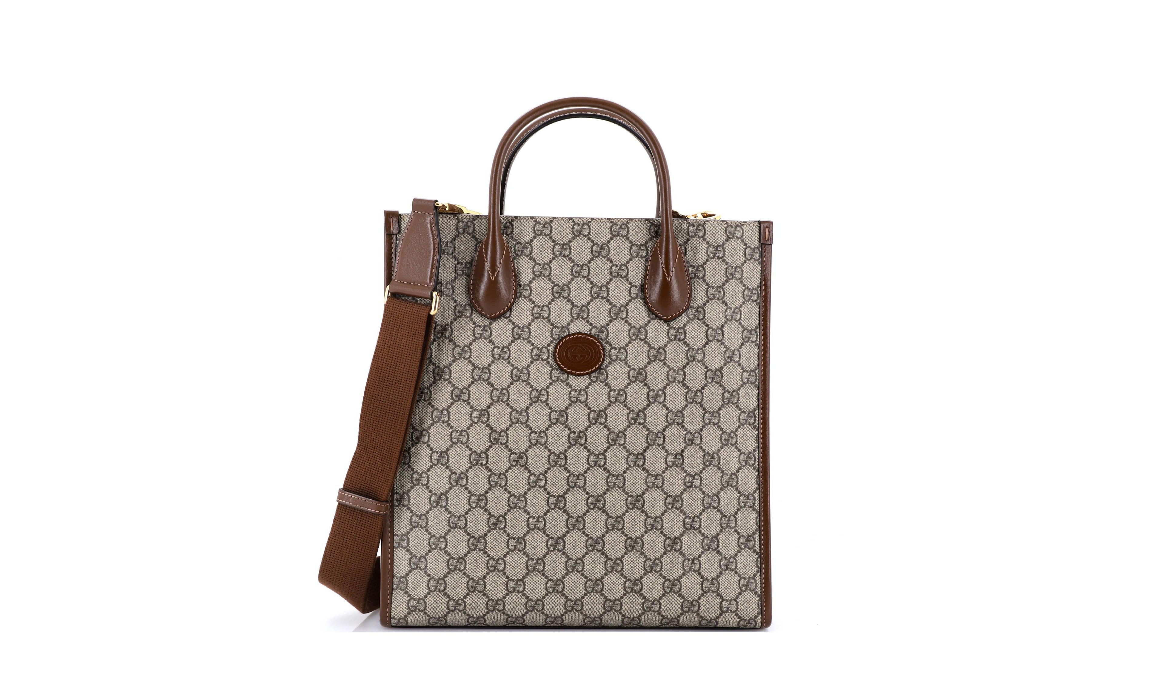 Pre-Owned Gucci Vertical Interlocking G Tote Gg Coated Canvas