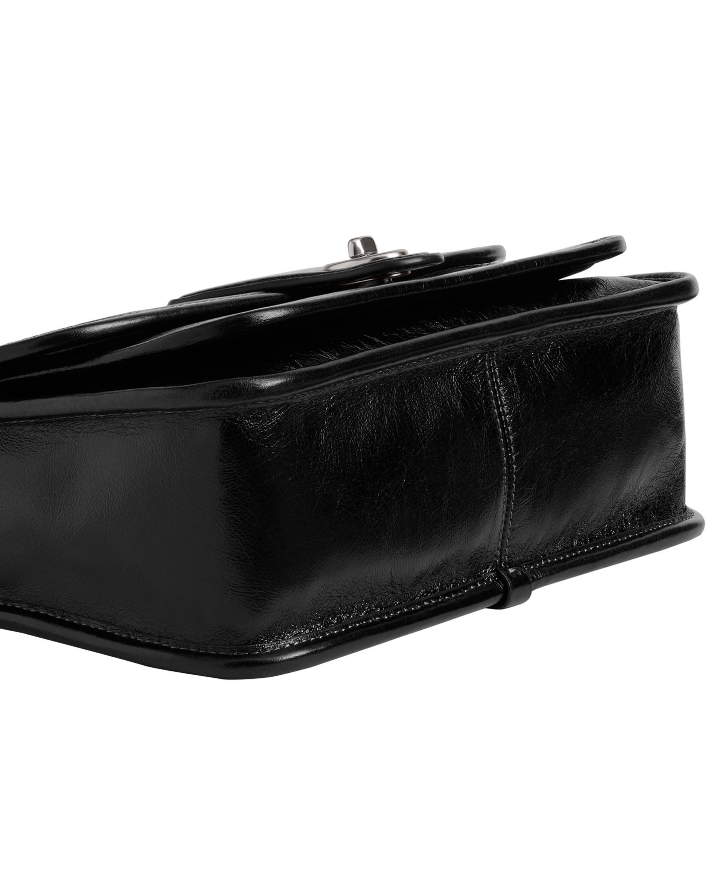 Женская сумка-сэтчел через плечо Coach Metropolitan Small из глазурованной кожи, цвет: Чёрный / Серебряный — фото 4