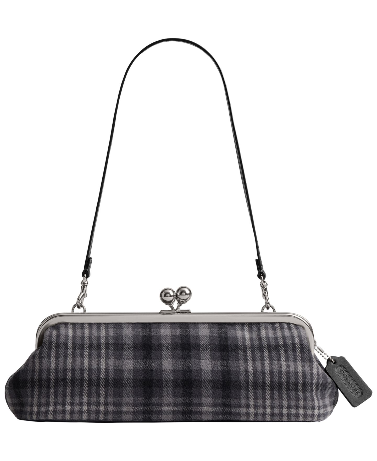 Женская сумка на плечо Coach Kiss-Lock 30 с каркасом в клетку, малая, цвет: Серый разноцветный — фото 1