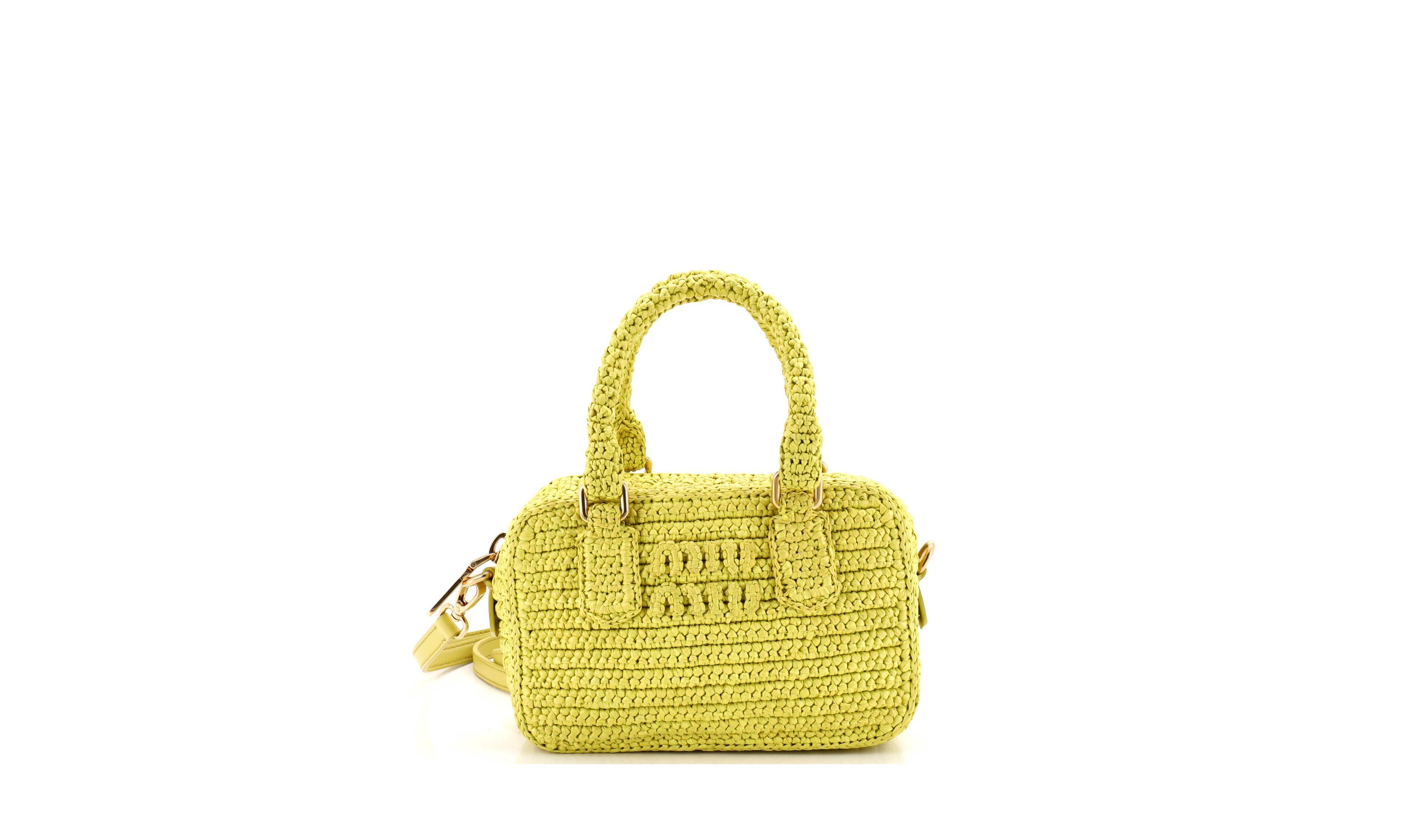 Pre-Owned Miu Miu Small Arcadie Top Handle Bag Crochet Raffia