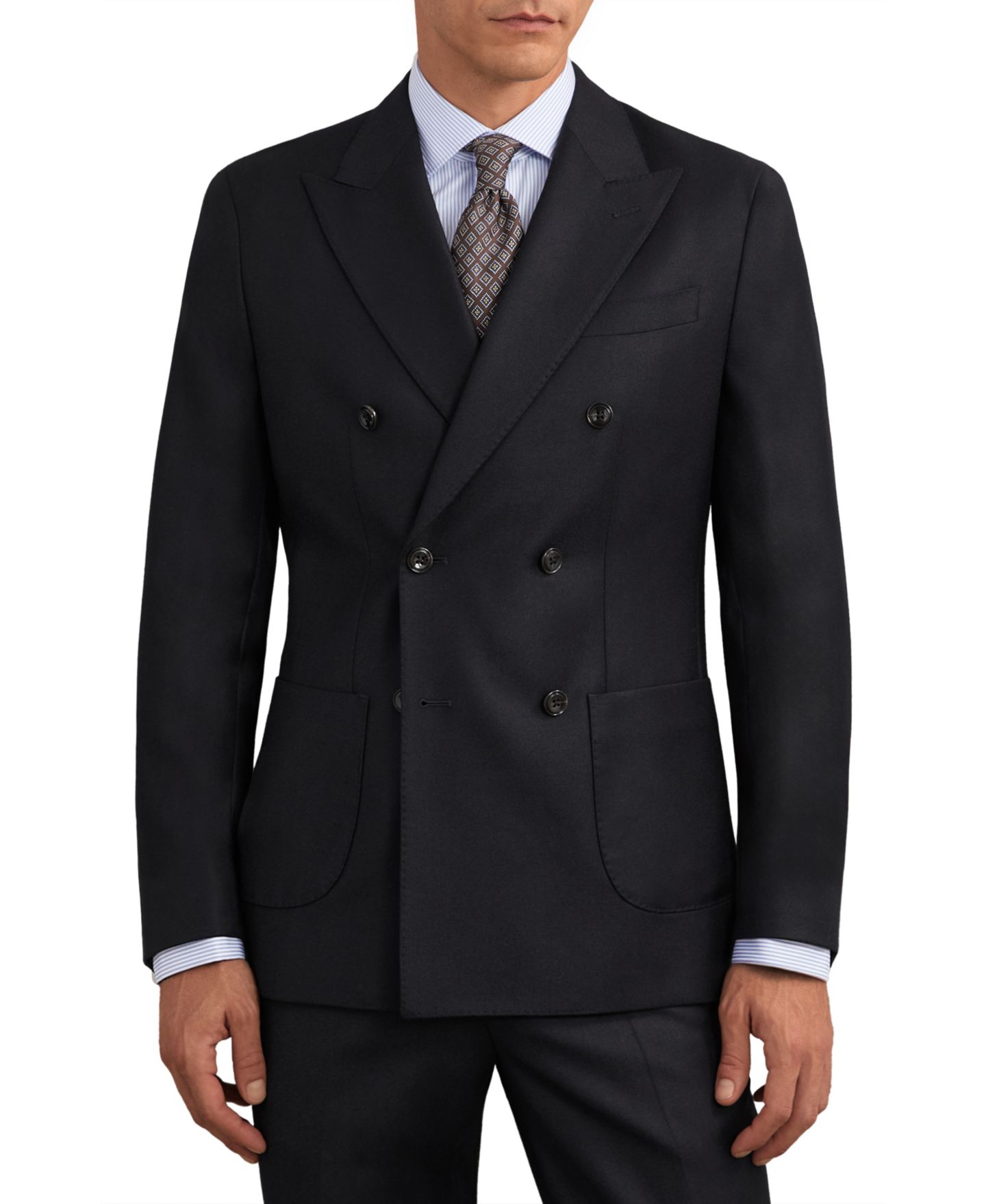 Мужской пиджак REISS Muse Double-Breasted Tailored-Fit Wool Blazer, цвет: Тёмно-синий — фото 1