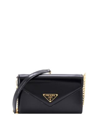 Triangle Logo Envelope Chain Crossbody Bag Leather