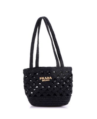 Mini Triangle Logo Tote Raffia Crochet