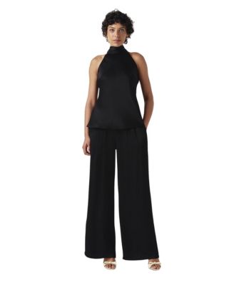 Women's Andie Pleated Wide Leg Satin Trouser