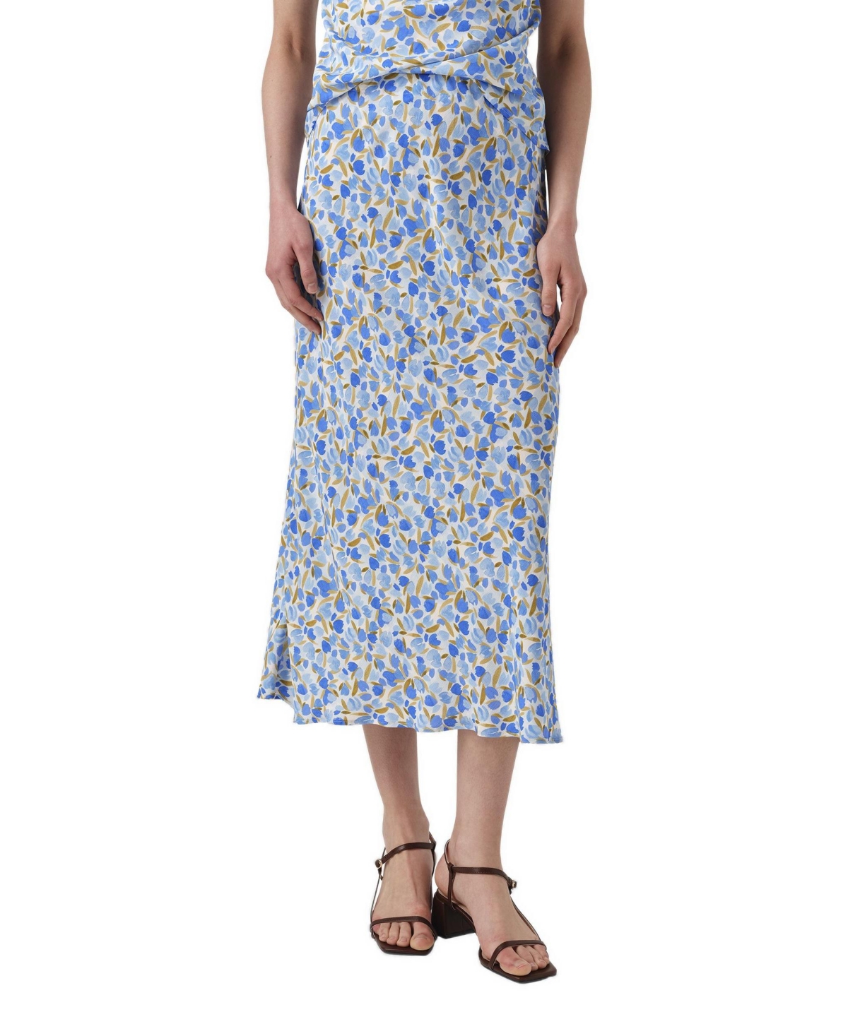 Ghost London Women's Luna Satin Midi Slip Skirt - Blue tulip