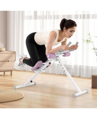 Foldable Ab Cruncher Trainer with LCD and Adjustable Height White