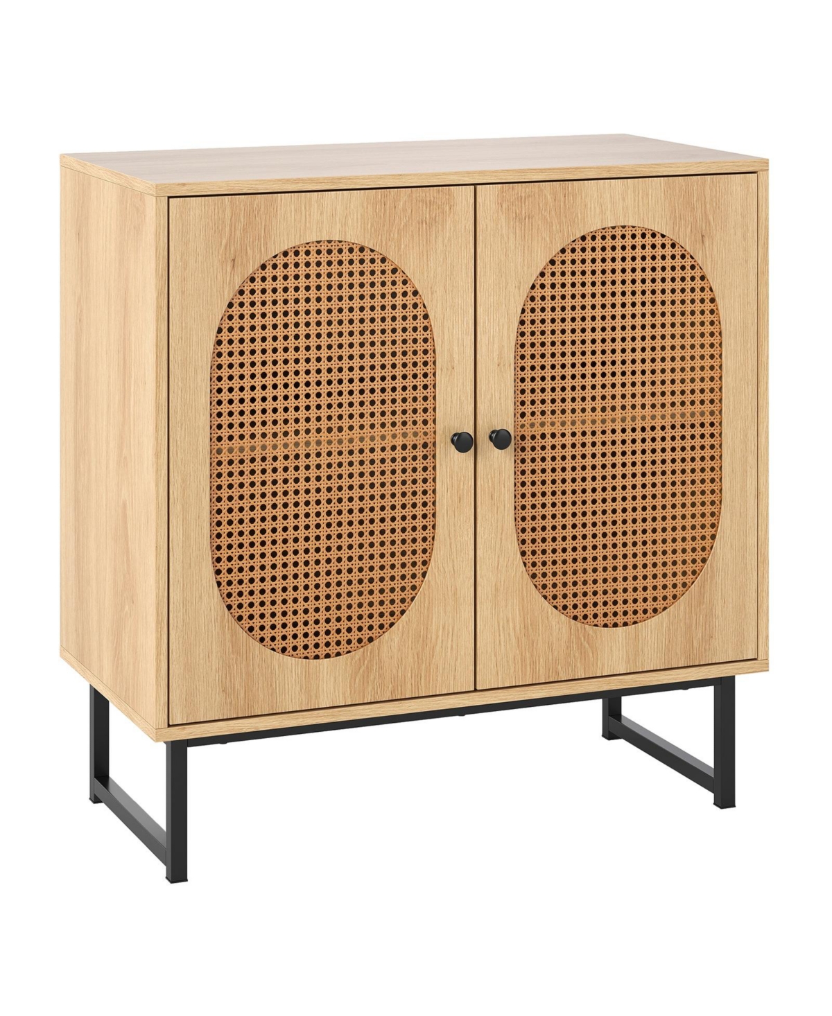 Mecale Buffet Cabinet Rattan Storage with 2 Doors and Adjustable Shelf