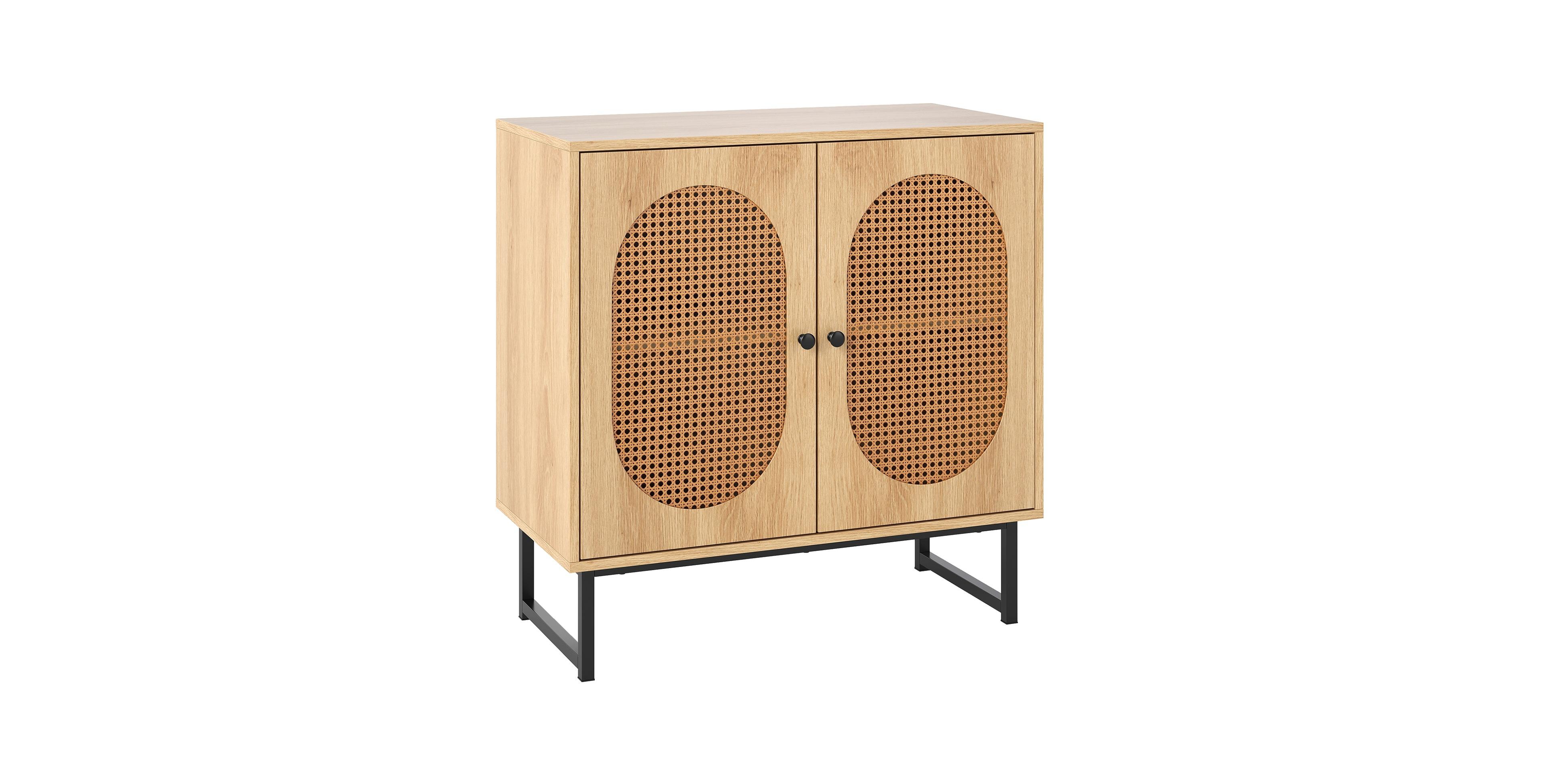 Mecale Buffet Cabinet Rattan Storage with 2 Doors and Adjustable Shelf