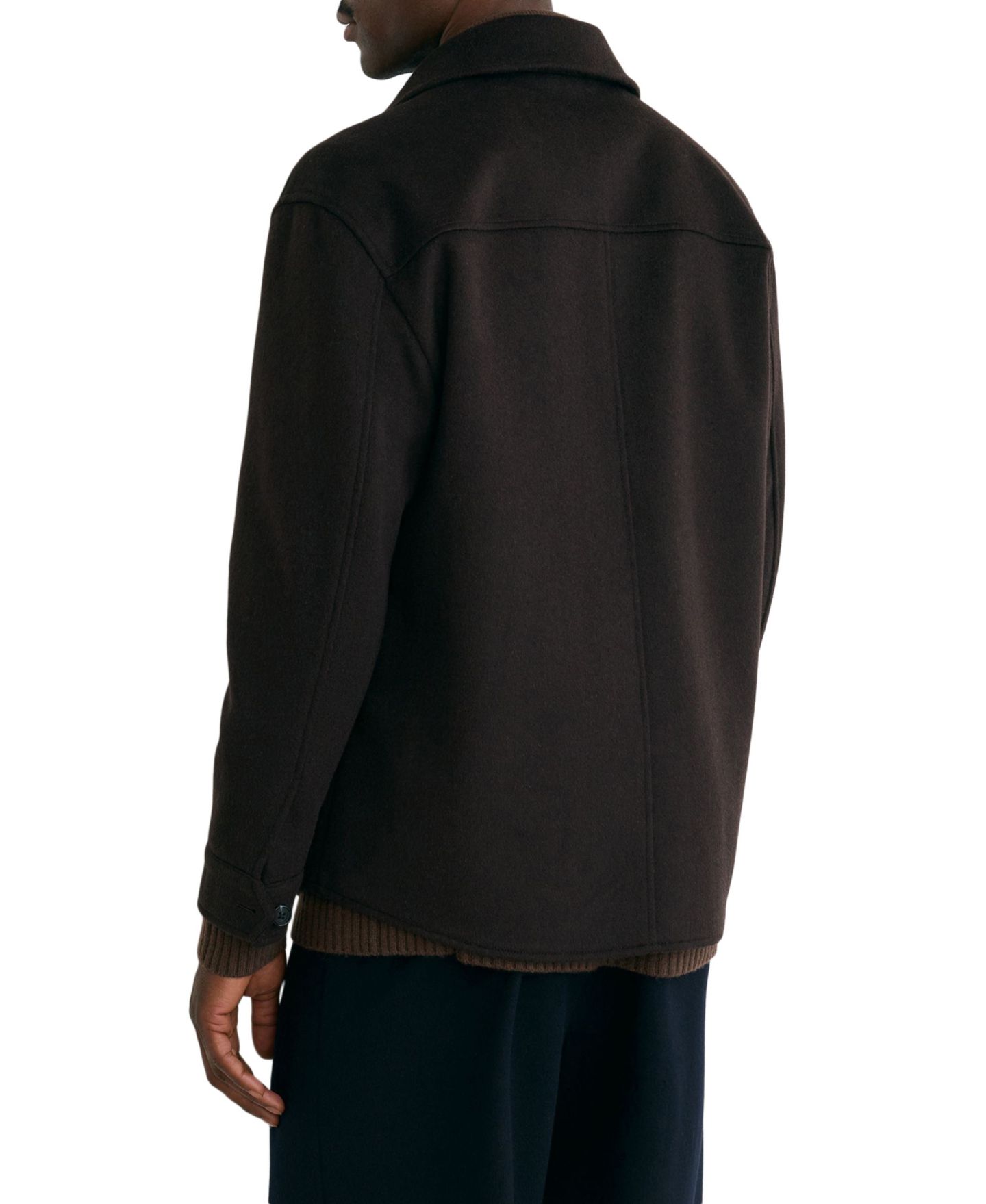 Мужская рубашка REISS Liam Wool-Blend Twin Flap Pockets Overshirt, цвет: Тёмный коричневый — фото 5