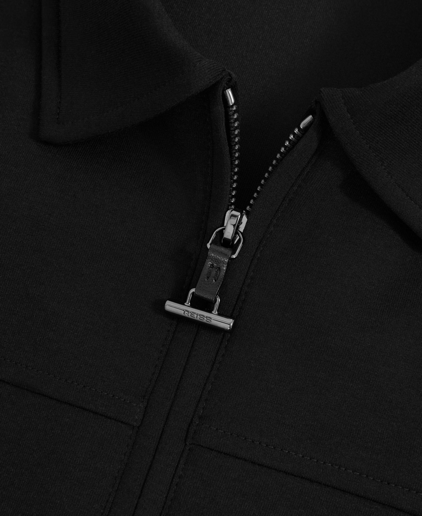 Мужская рубашка REISS Newland Premium Interlock Zip-Through Overshirt, цвет: Чёрный — фото 4