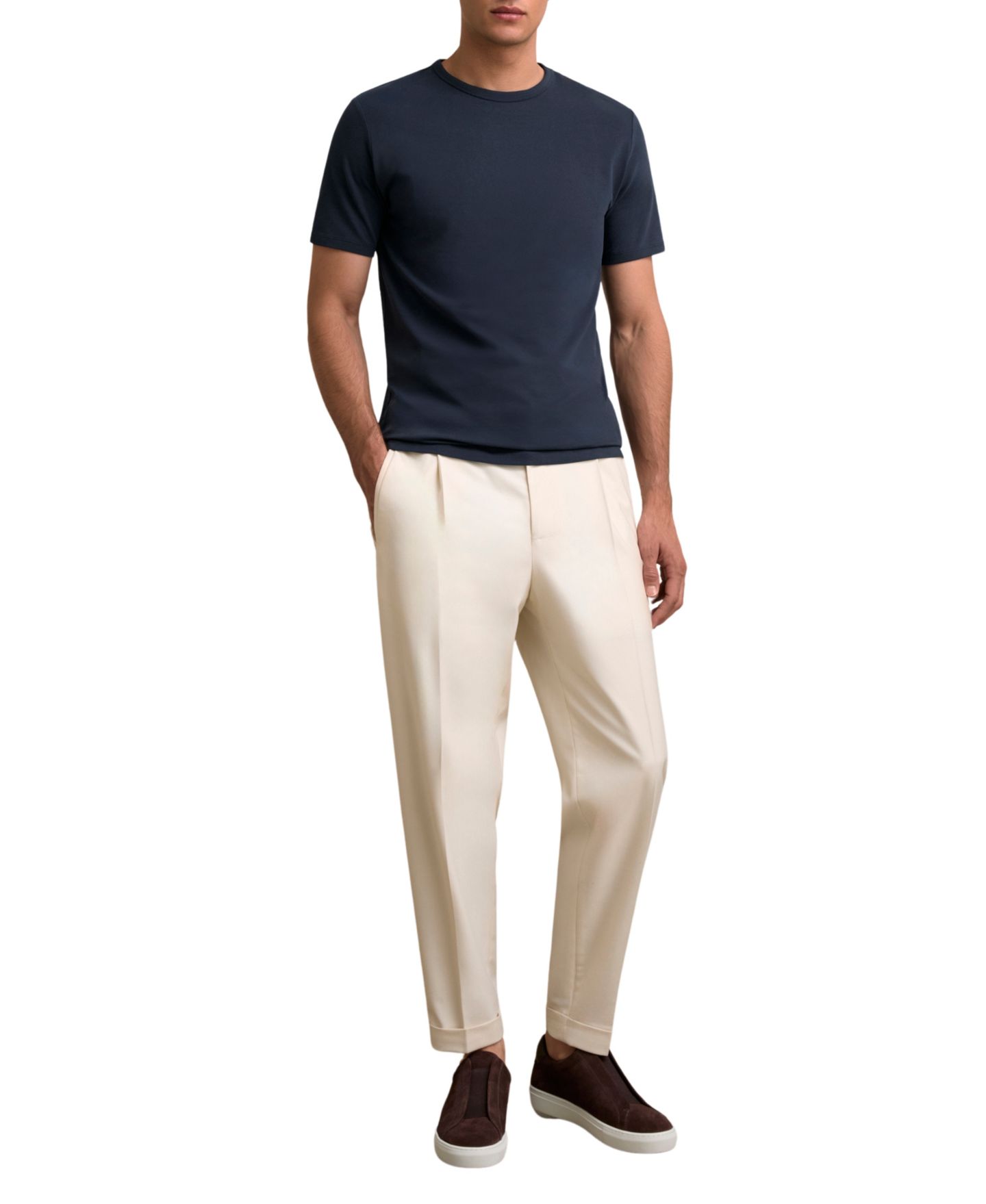 Мужская футболка REISS Joe Slim-Fit Stretch, цвет: Тёмно-синий — фото 3