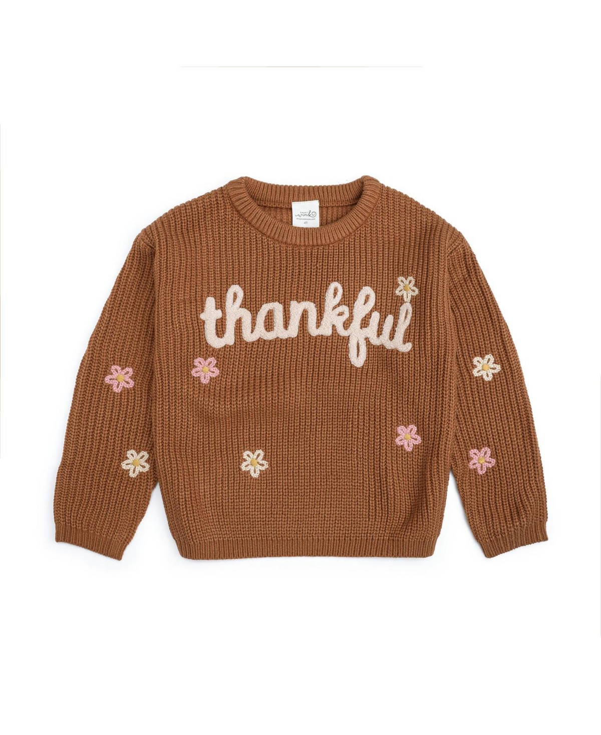 Sweet Wink Girls' 4-16 Thankful Thanksgiving Knit Sweater - Burnt orange