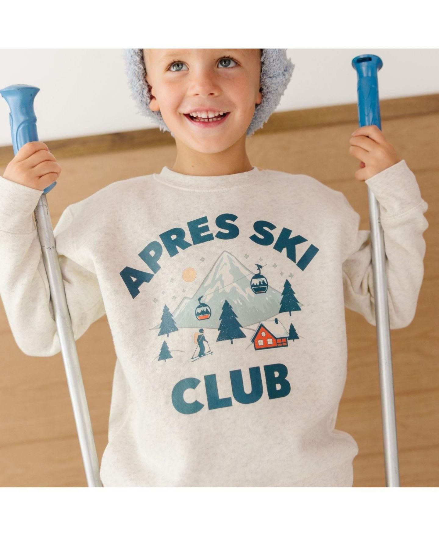 Толстовка Sweet Wink Apres Ski Club Crewneck Long-Sleeve Fleece для мальчиков, цвет: Натуральный меланжевый — фото 2