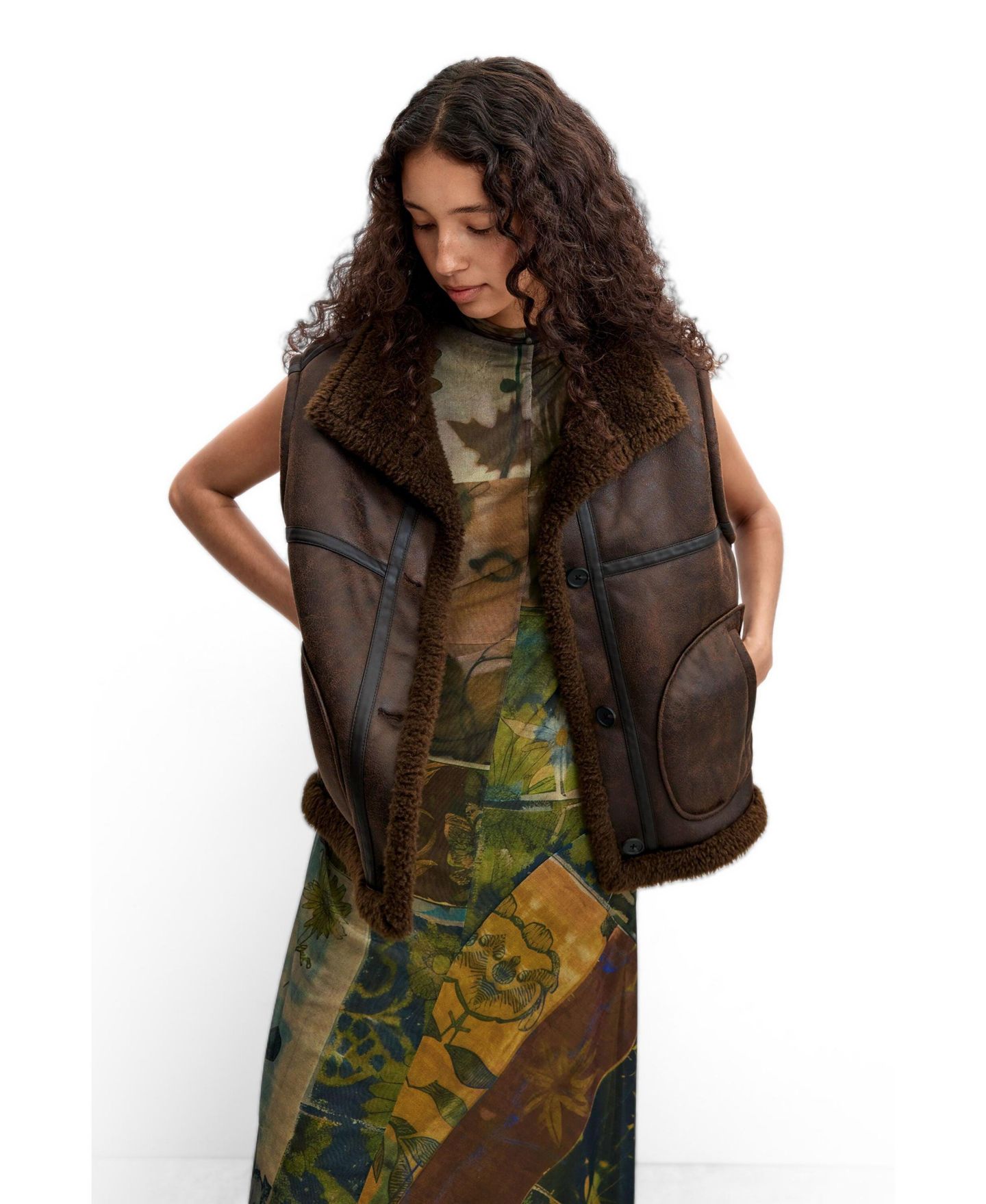 Женское пальто Desigual Double-face detachable, цвет: Коричневый — фото 3