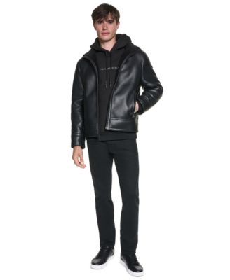 Men's Sherpa-Lined Lightweight Faux Leather Jacket