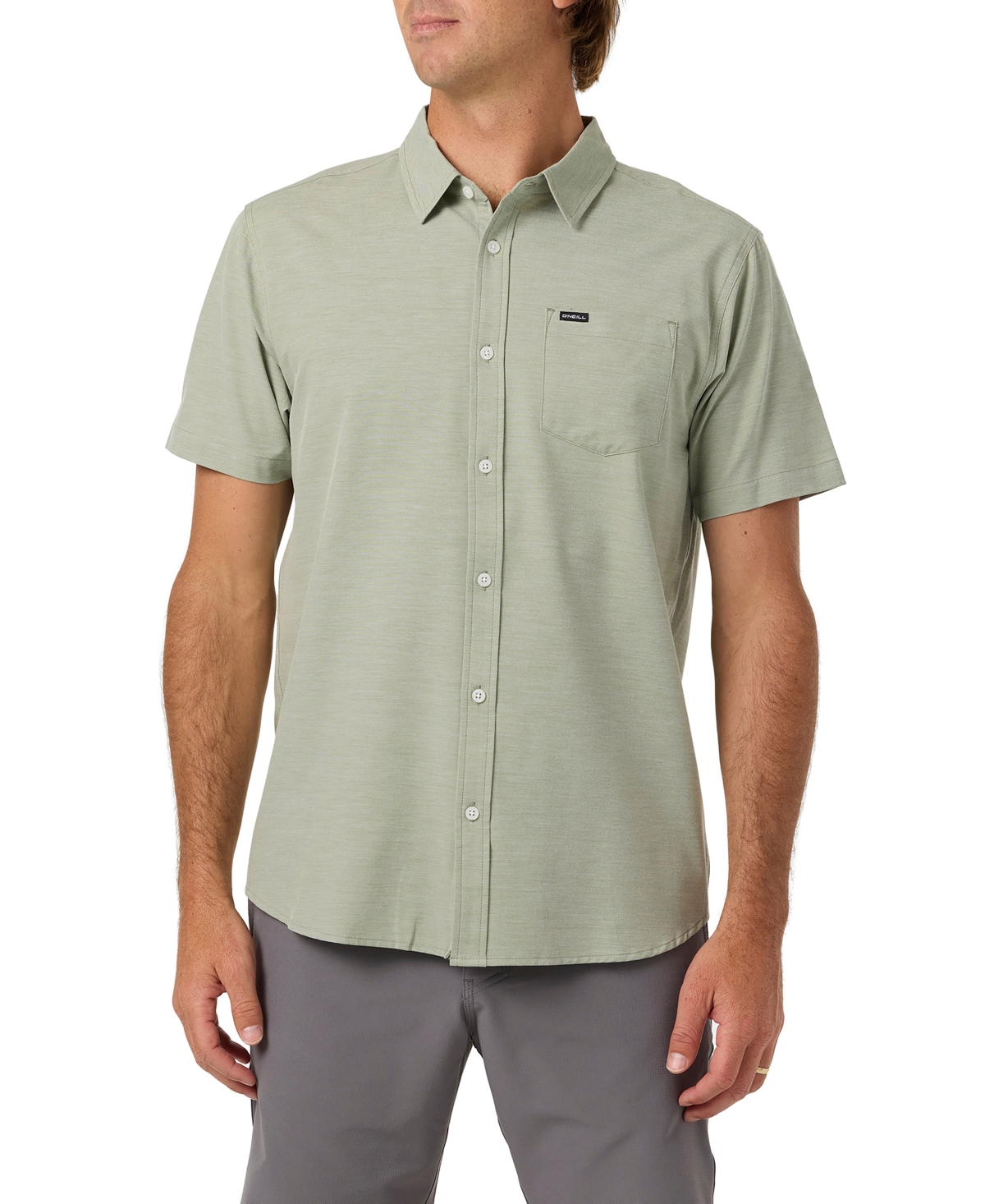 O'Neill Men's Light Check Short-Sleeve Button-Up Classic-Fit Shirt - Oil Green