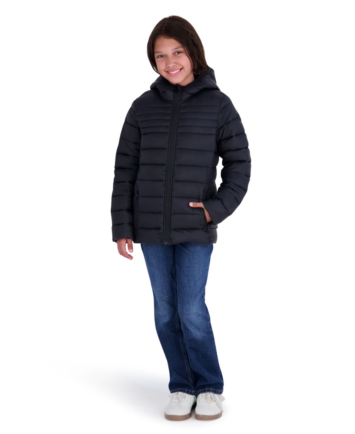 Girls' 5-16 Lightweight Hooded Packable Jacket