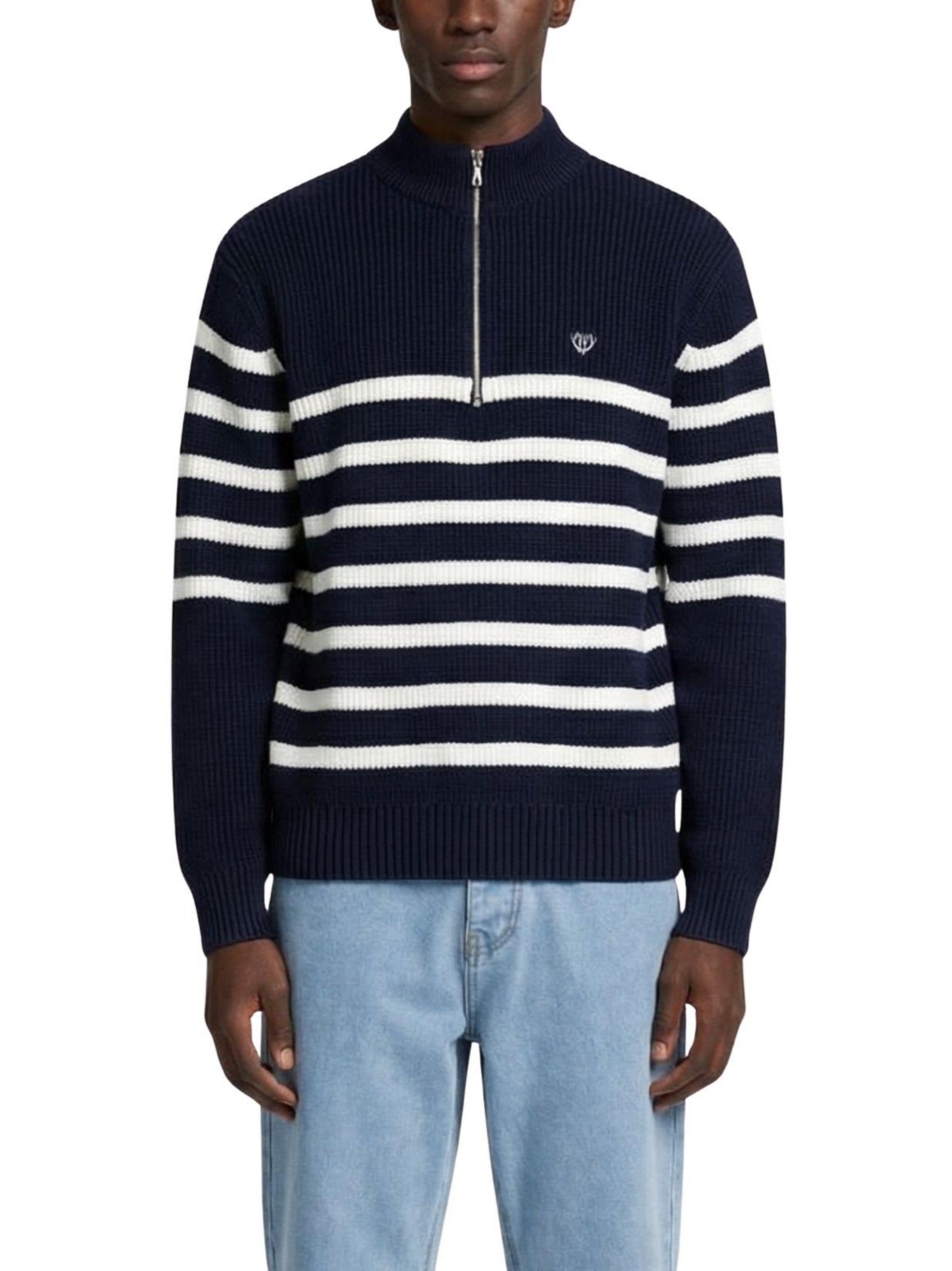 Walker & Hunt Men's Huxley Striped Quarter Zip Sweater