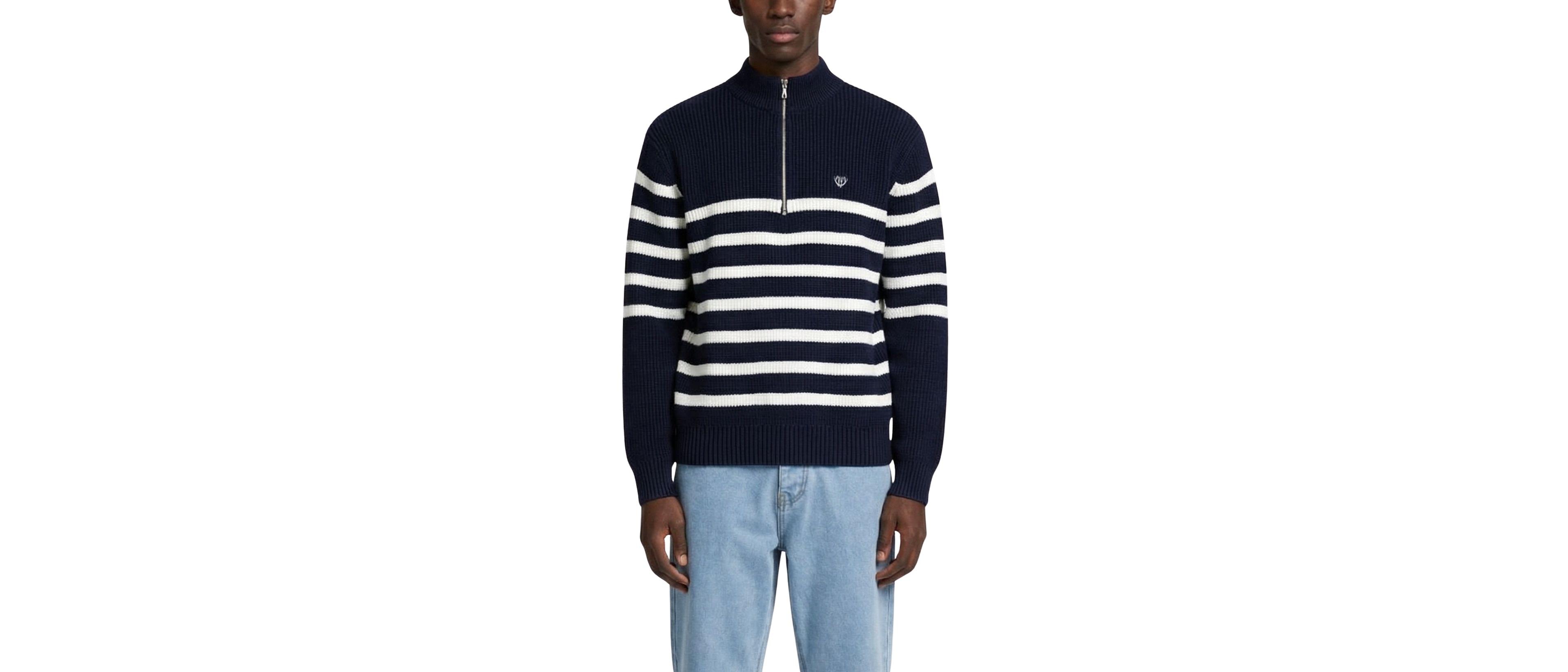 Walker & Hunt Men's Huxley Striped Quarter Zip Sweater
