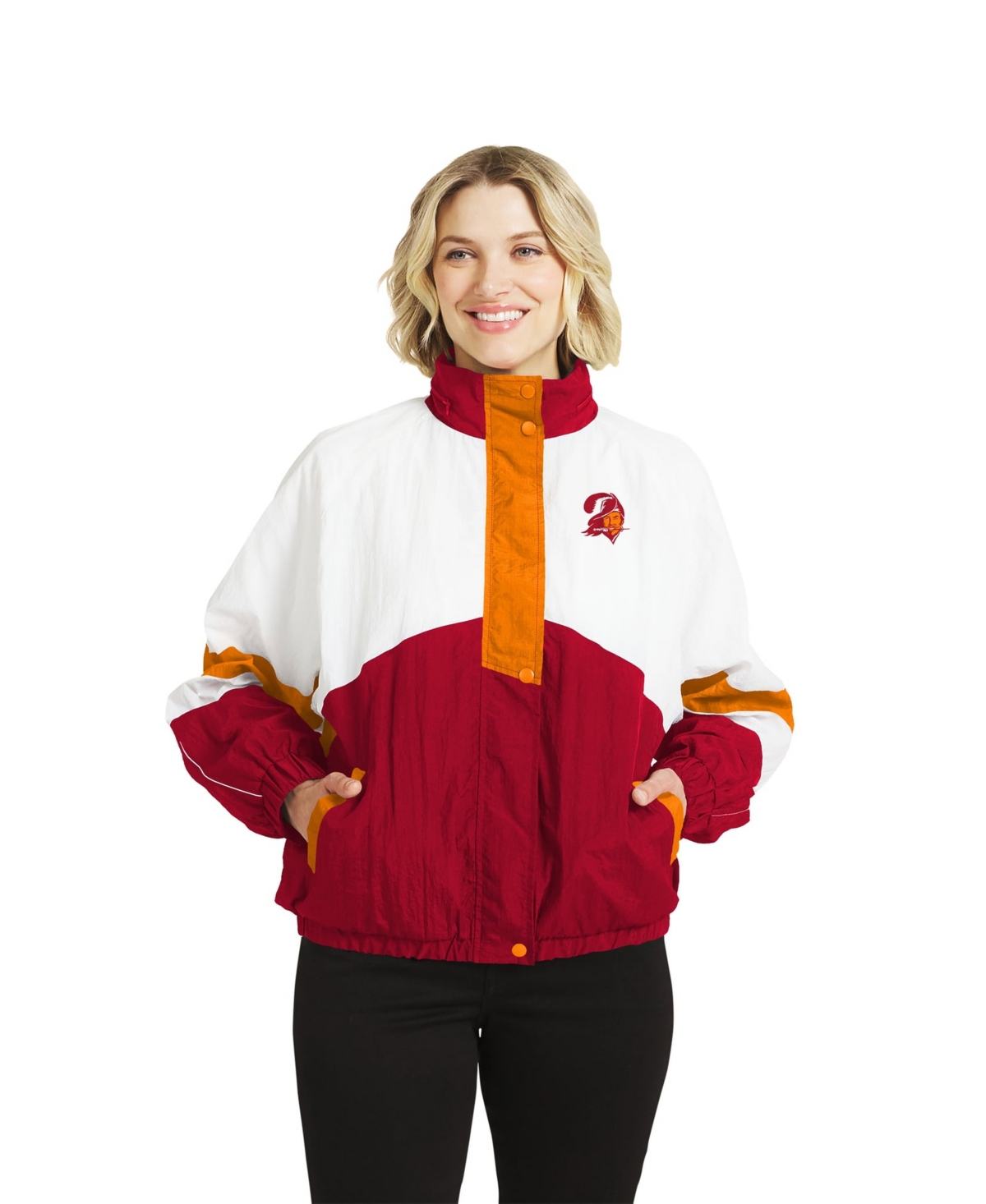 Wear by Erin Andrews Women's Tampa Bay Buccaneers Throwback Zip-Away Hood Crinkle Windbreaker Jacket