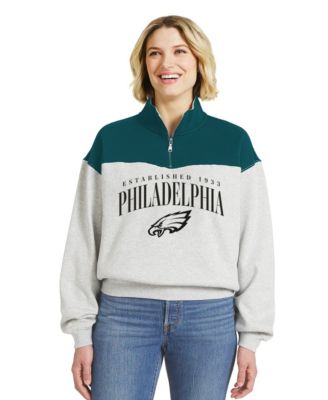 Women's  Heather Gray Philadelphia Eagles Colorblock Half-Zip Pullover
