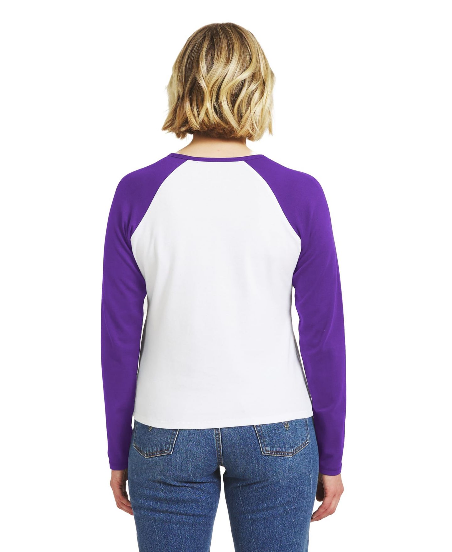 Женская футболка WEAR by Erin Andrews White/Purple Minnesota Vikings Henley Long Sleeve Raglan — фото 2
